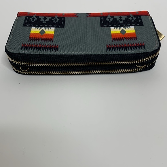 Aztec Wallet | Bright Canvas Two Zipper Wallet | Hippie Travel Bag | Boho Print - Picture 3 of 7